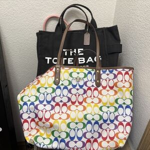 Coach Red and Orange Tote Bag with Vibrant Design
